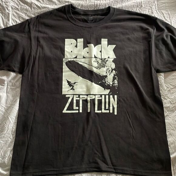 Men's Black Zeppelin Cover Band T-Shirt Classic Rock Tribute Size L - Picture 1 of 3